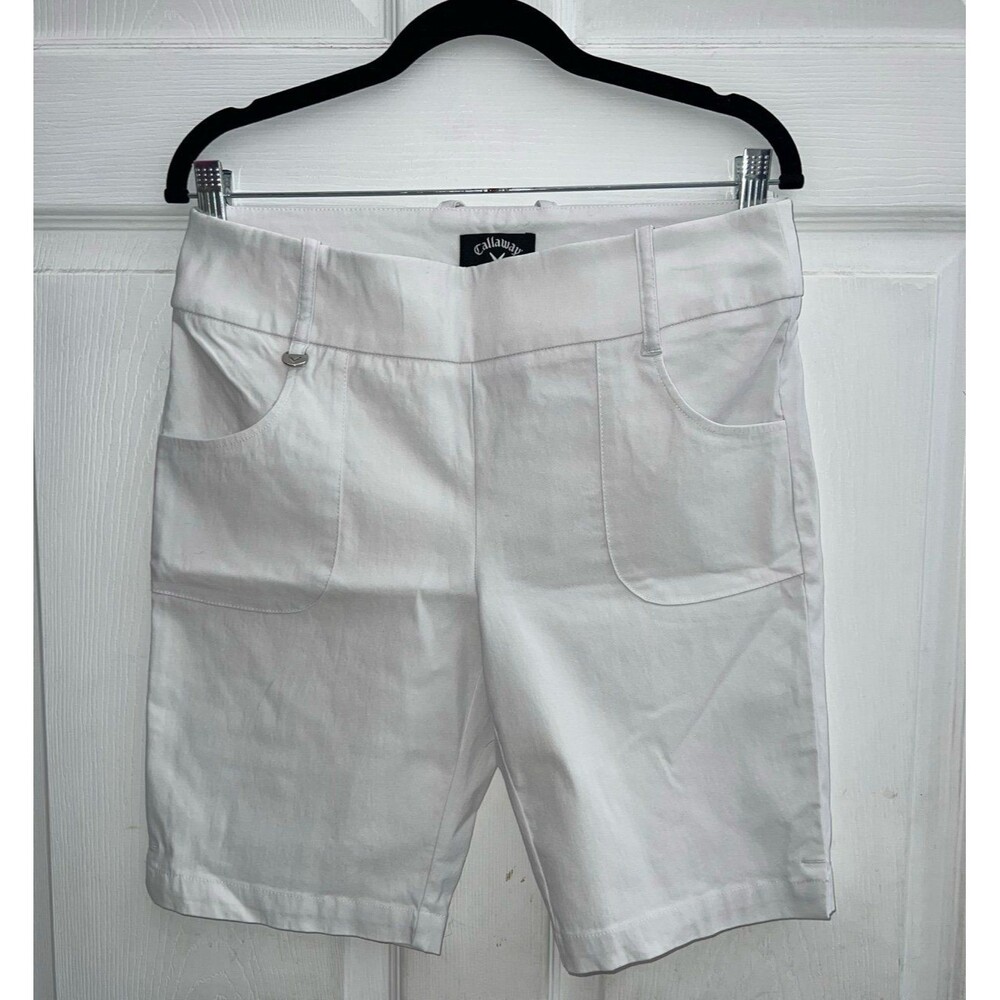 Callaway women's flex fabric white golf pull on shorts with pockets